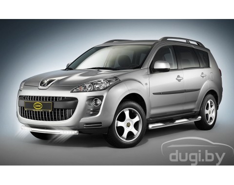 Одинарная труба "Cobra" с Led подсветкой для Peugeot 4007 Одинарная труба "Cobra" с Led подсветкой для Peugeot 4007